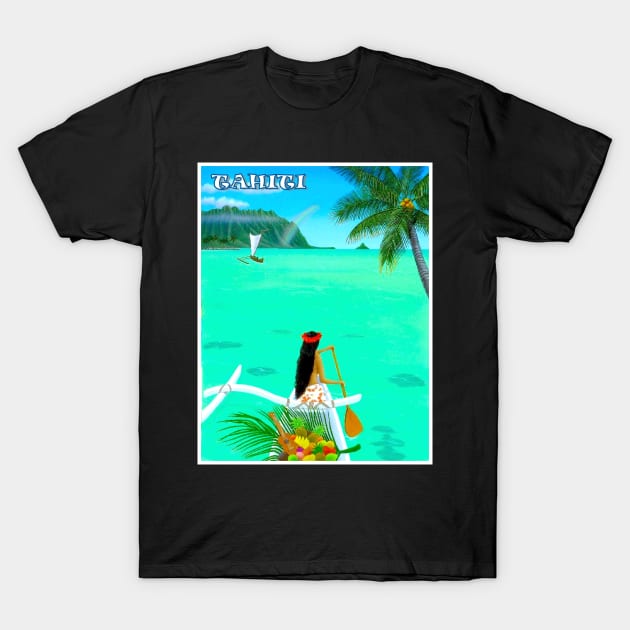 Tahiti Tropical Paradise Travel and Tourism Vintage Advertising Print T-Shirt by posterbobs